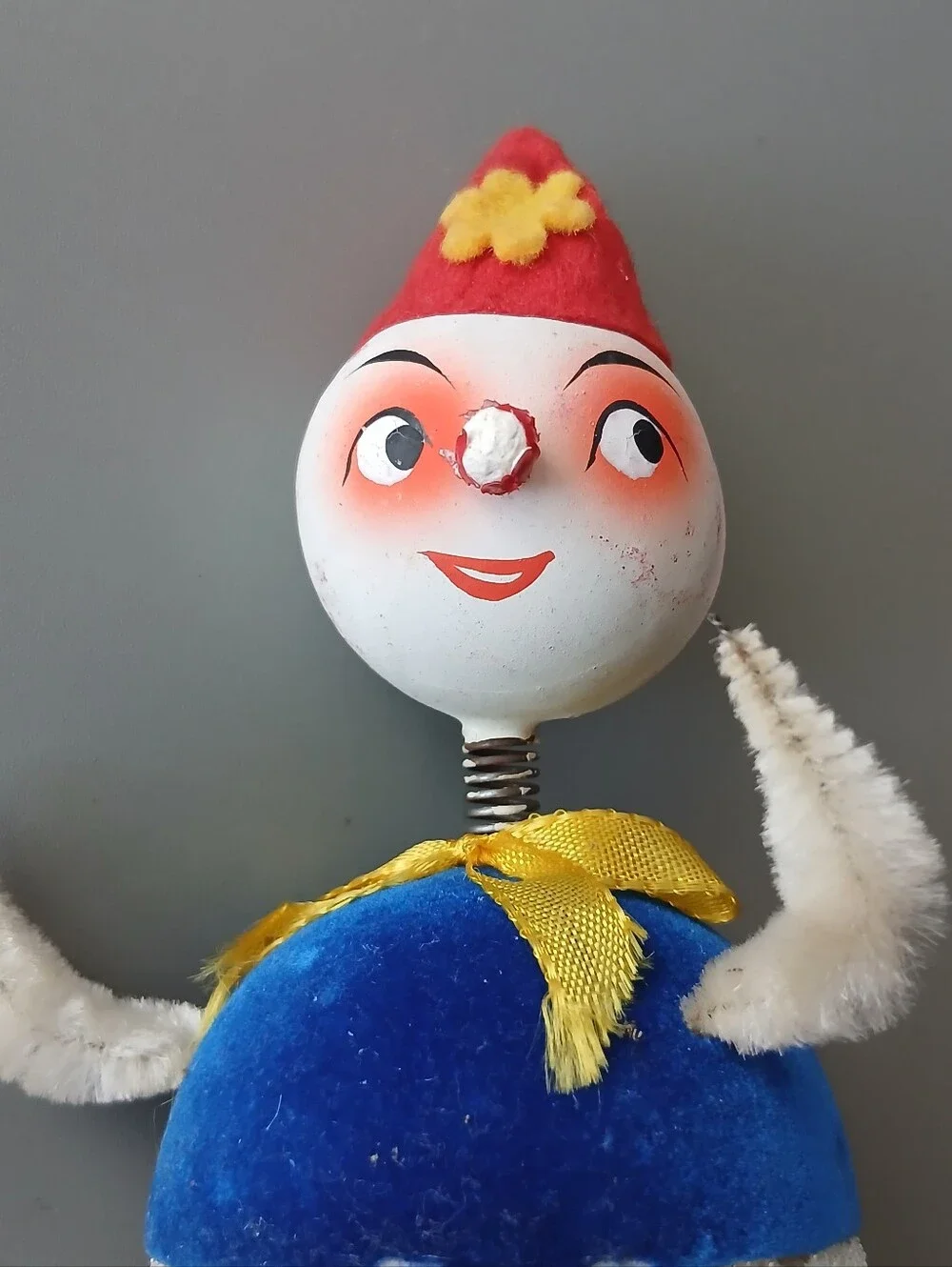 Vintage Paper Mache Snowman Candy Container Bobble Head Western Germany.